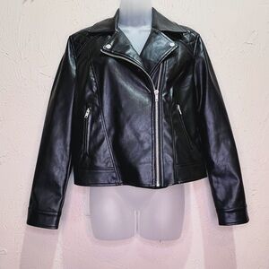 BB Dakota / Steve Madden Black Faux Leather Moto Biker Jacket Size M
